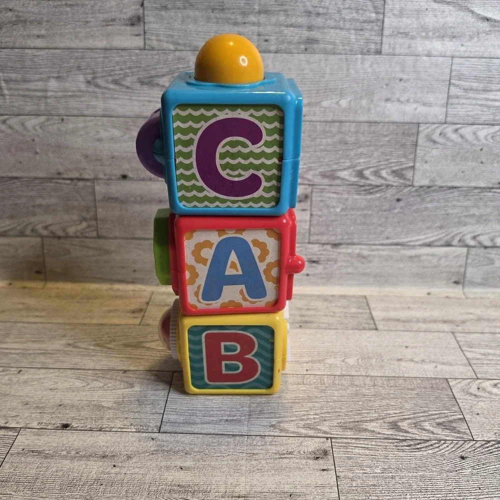 Fisher Price Bright Beginnings Action Stacking Activity Baby Blocks 123 ABC 3